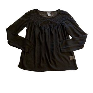 ICHI Sheer Black Boho Blouse XS